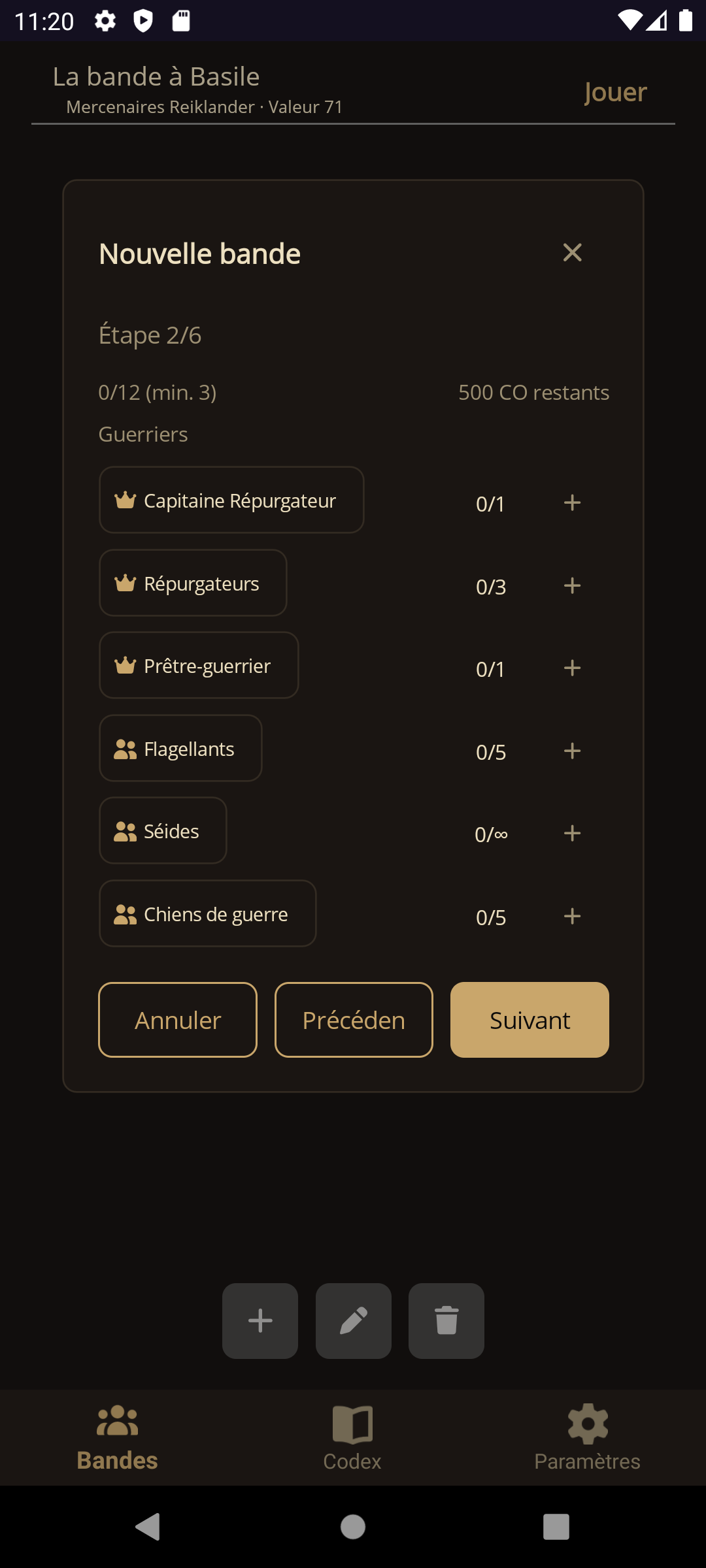 Recrutement d'un guerrier